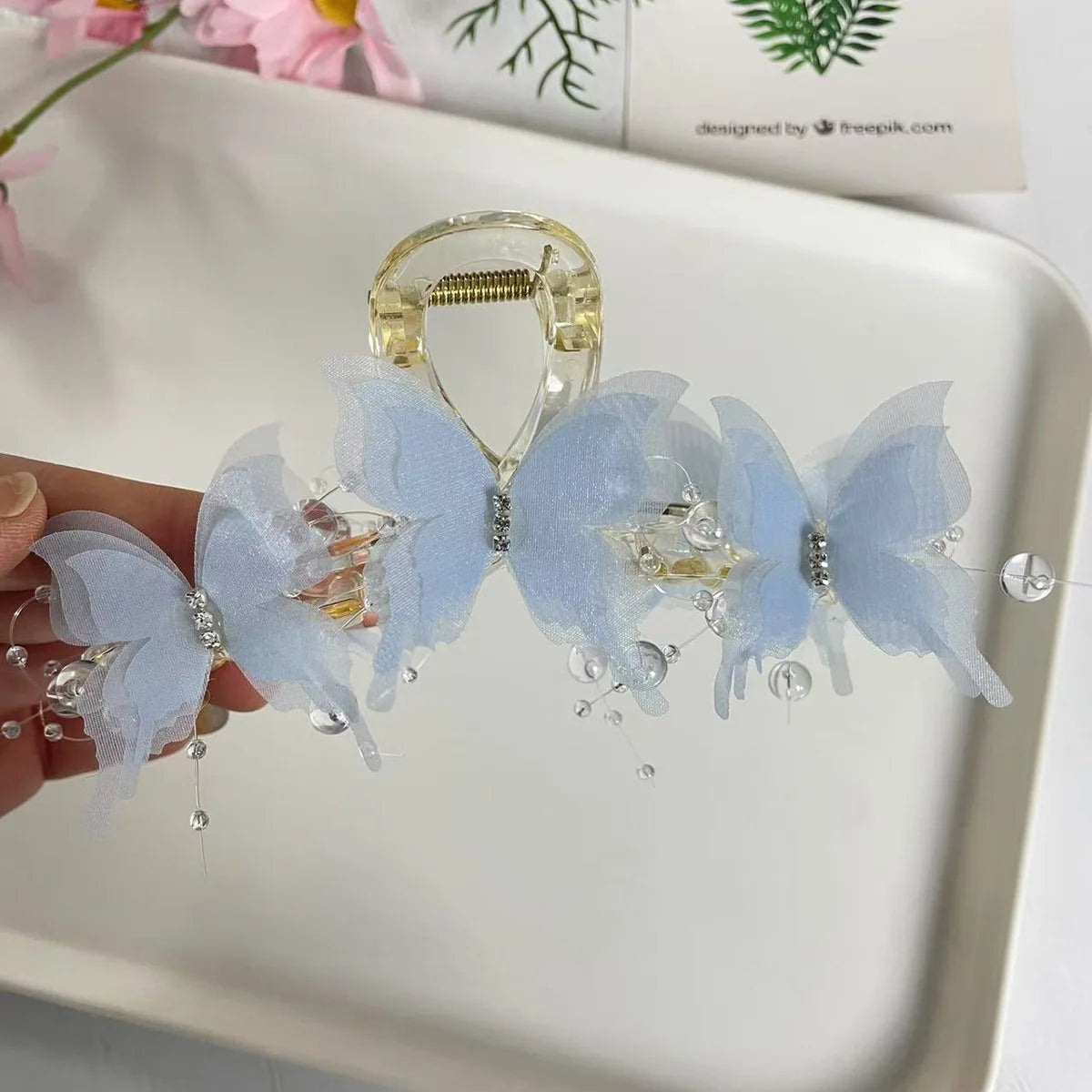 Lily Flower Grasp Clip Fresh Sweet Beach Flowers Claw Barrettes Acetic Acid Hair Clip Hair Commuter Side Hair Accessories