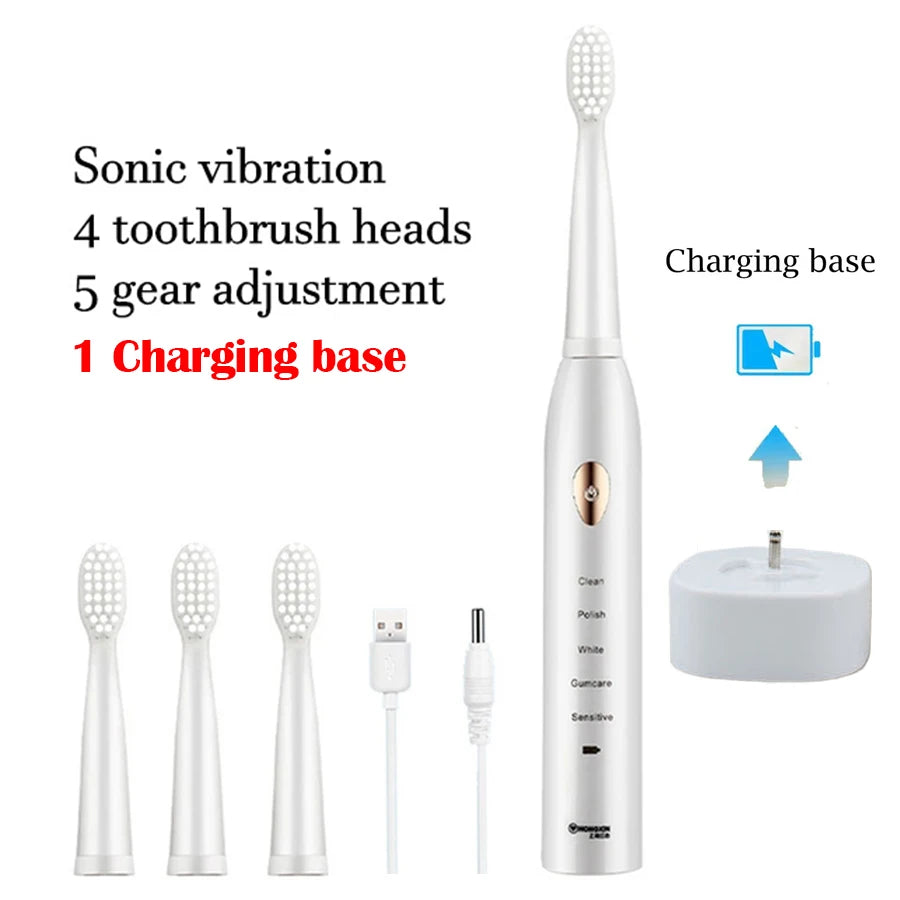 Sonic Electric Toothbrush 5-gear Mode USB Charging 4 colors IPX7 Waterproof Ultrasonic Rechargeable Soft Hair Adult Toothbrush