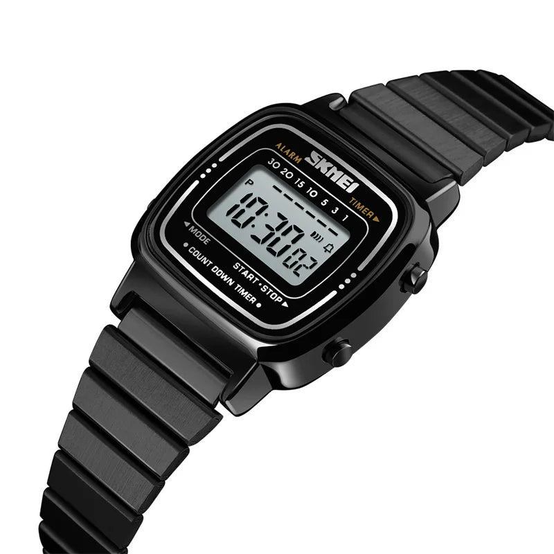 Skmei Women Bracelet Dress Watches Luxury Brand Stainless Steel Strap Fashion Waterproof Digital Chronograph Wristwatch