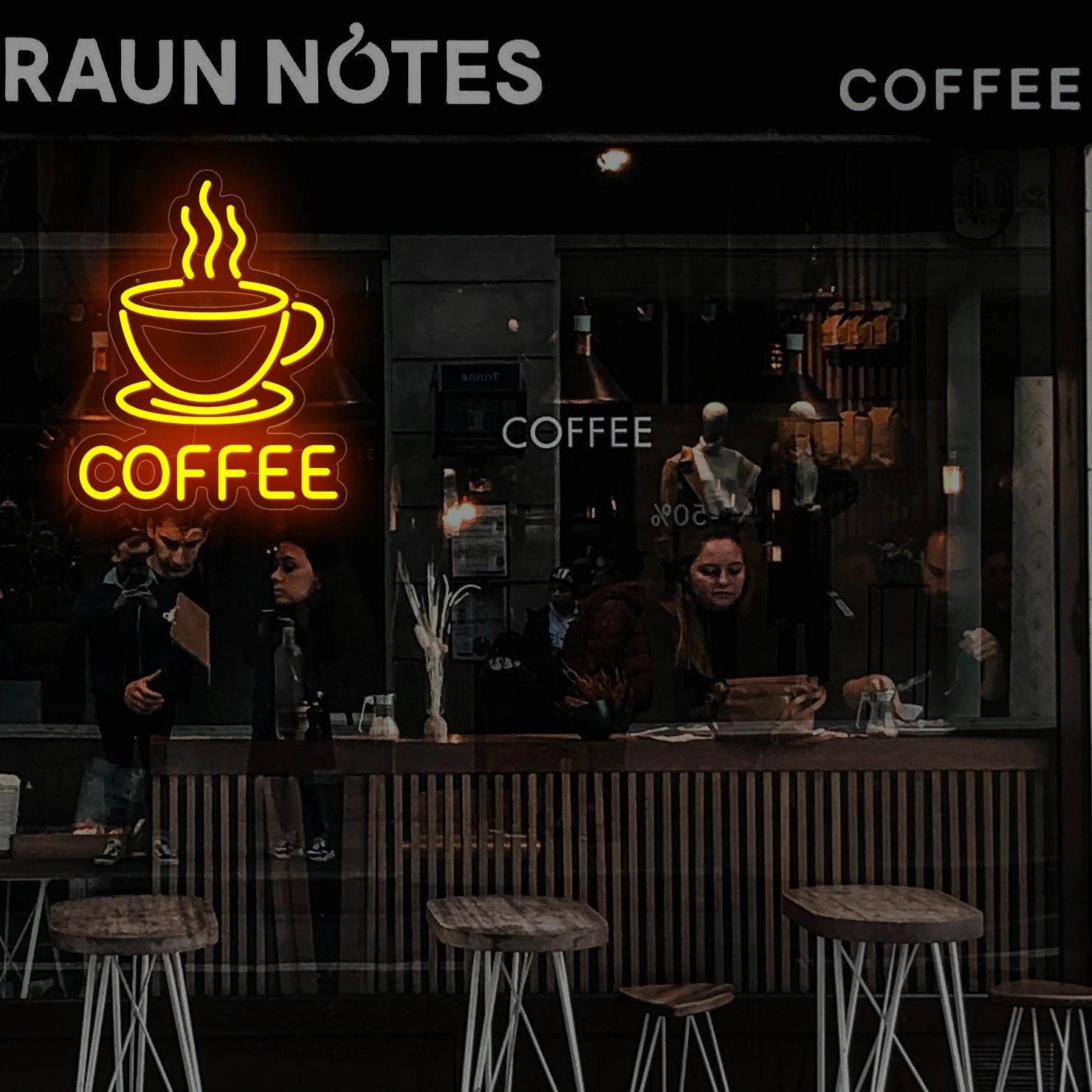 1 pc Bright coffee LED neon sign decoration, used for wall coffee neon signs in coffee bars, coffee shops, and home decor