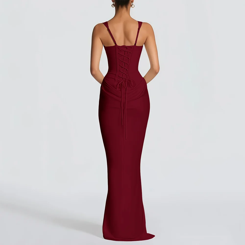 Simple Evening Dresses Sleeveless Evening Gowns Elegant Formal Occasion Square Neck Floor Length Prom Dresses Customized