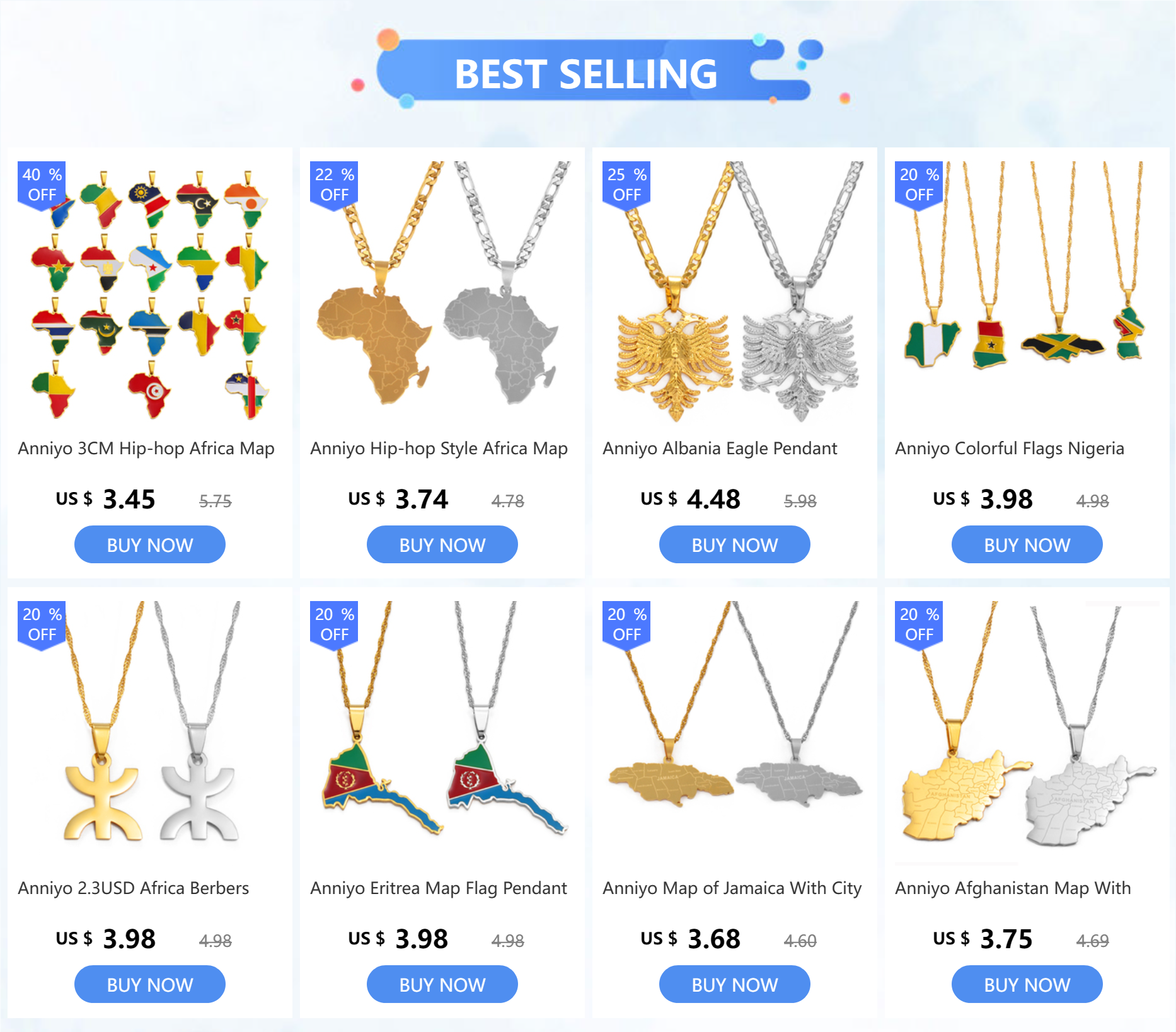Anniyo 1Piece, Bahrain Map Pendant Necklaces Stainless Steel Jewelry 2025 New Arrivals #500962