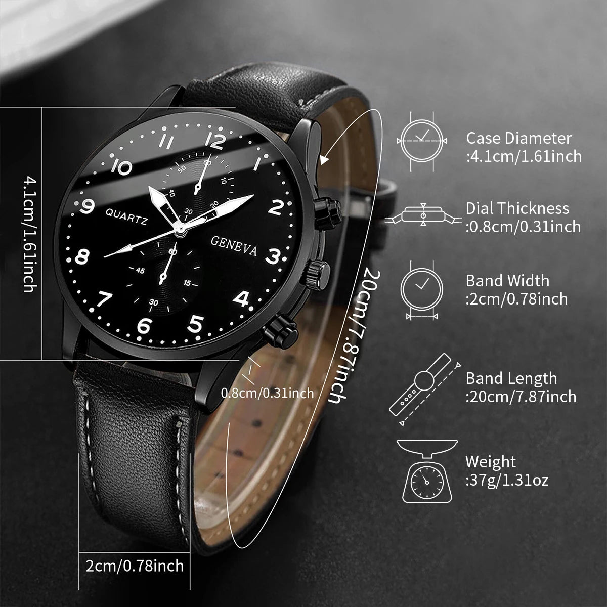 4/5PCS Fashion Men's Watches Man Business Quartz Wristwatch Vintage Leather Bracelets Set Reloj Hombre（Without Box）