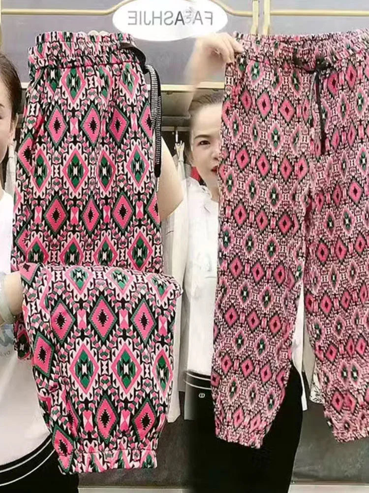 Fashion Leopard High Waist Women's Pants Vintage Casual New Y2K Female Pants Young Streetwear Hip-Hop Straight Trousers 2024
