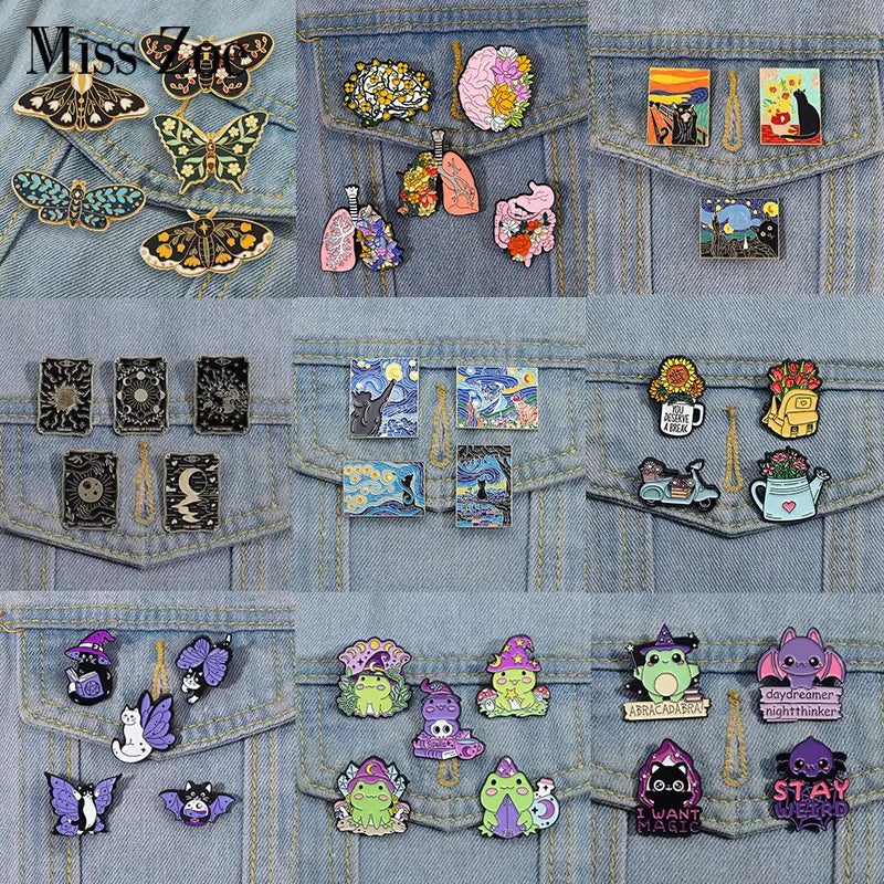 Best Sellers Enamel Pins Custom Set Anime Tarot Oil Painting Frog Witch Brooches Lapel Badges Punk Goth Jewelry