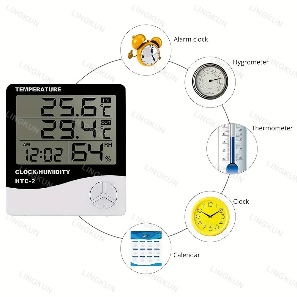 Indoor LCD Digital Thermometer Hygrometer - Electronic Temperature & Humidity Meter Sensor Gauge Weather Station for Home