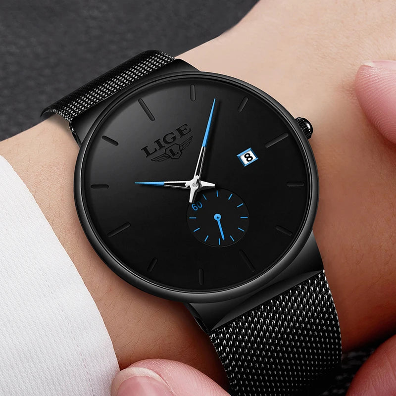 LIGE Sports Men Watch Top Brand Luxury Quartz Clock Famous Dress Fashion Watches Male Unisex Ultra Thin Wrist watch Para Hombre