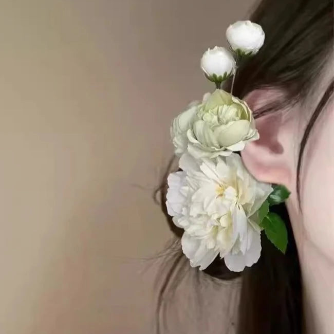 Lily Flower Grasp Clip Fresh Sweet Beach Flowers Claw Barrettes Acetic Acid Hair Clip Hair Commuter Side Hair Accessories
